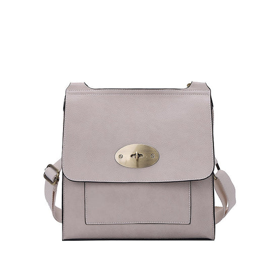 GESSY MESSENGER CROSS BODY BAG TWIST LOCKER IN LIGHT GREY