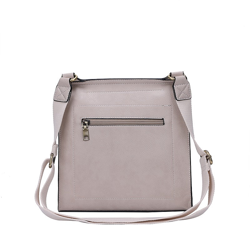 GESSY MESSENGER CROSS BODY BAG TWIST LOCKER IN LIGHT GREY