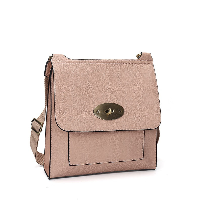 GESSY MESSENGER CROSS BODY BAG TWIST LOCKER IN DARK PINK