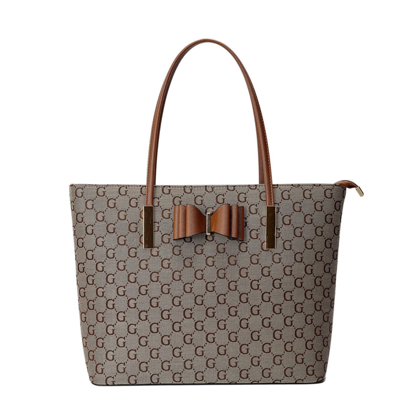 GESSY BOW DETAIL TOTE BAG IN BROWN