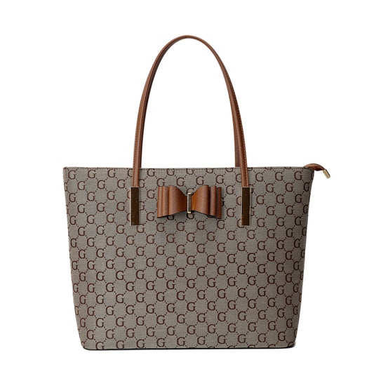 GESSY BOW DETAIL TOTE BAG IN BROWN