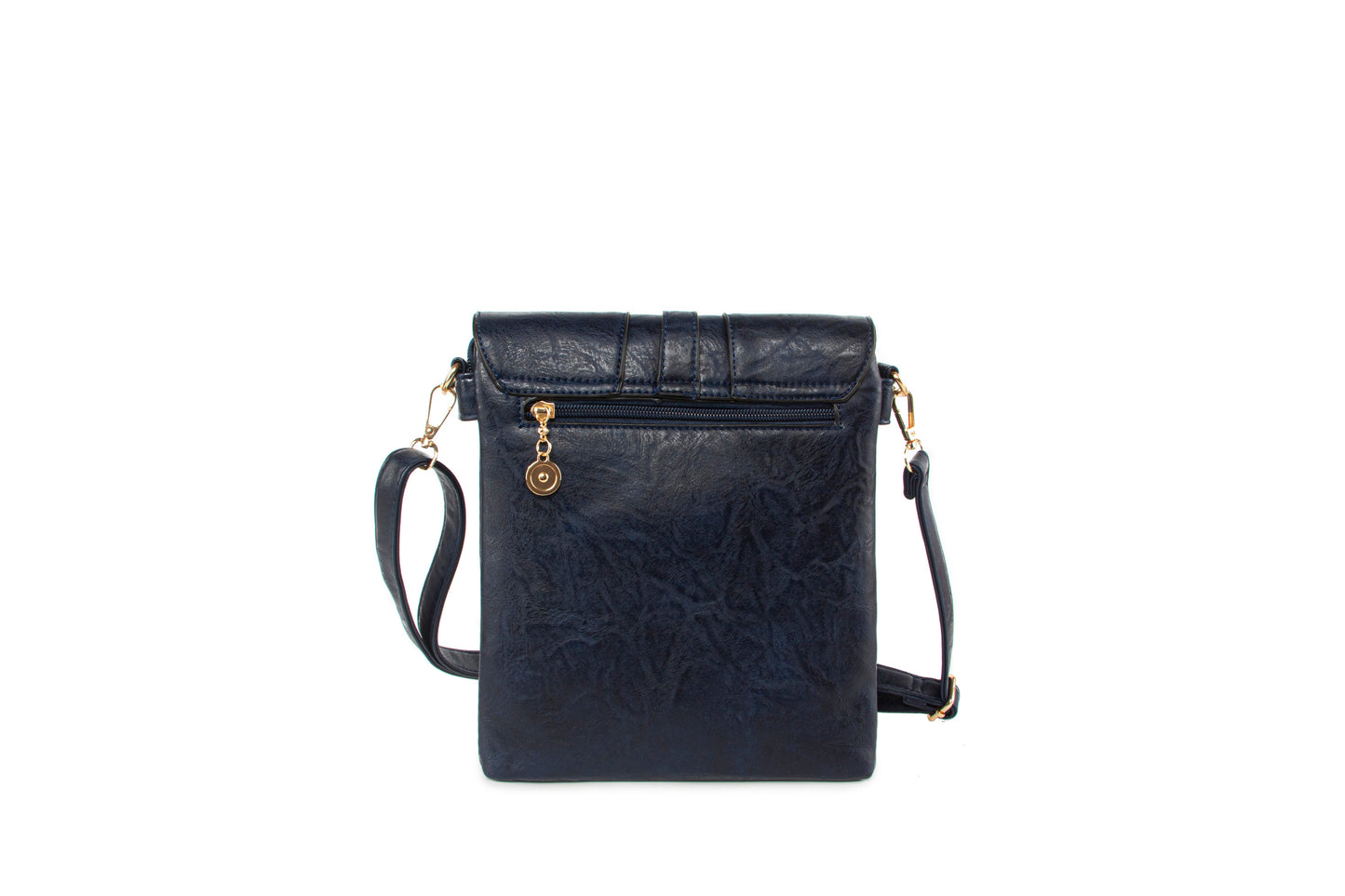 GESSY METAL DETAIL SNAP CROSS BODY FLAP BAG IN BLUE