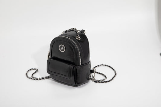 GESSY CHAIN STRAP SMALL BACKPACK IN BLACK