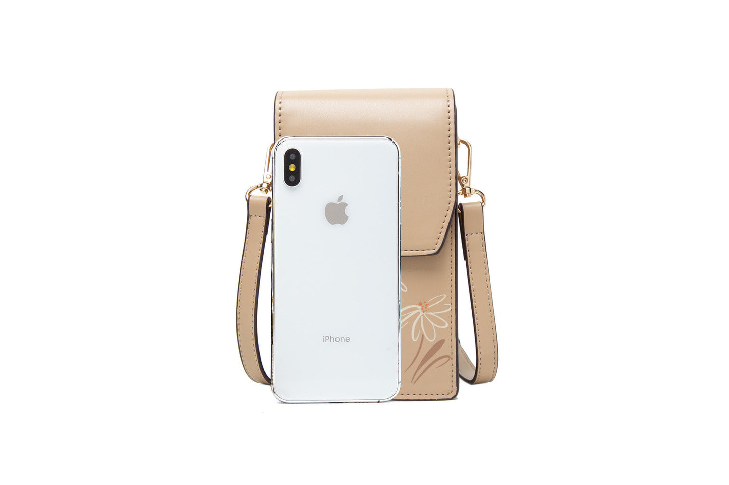 GESSY FLORA PRINT CROSS BODY PHONE BAG IN APRICOT