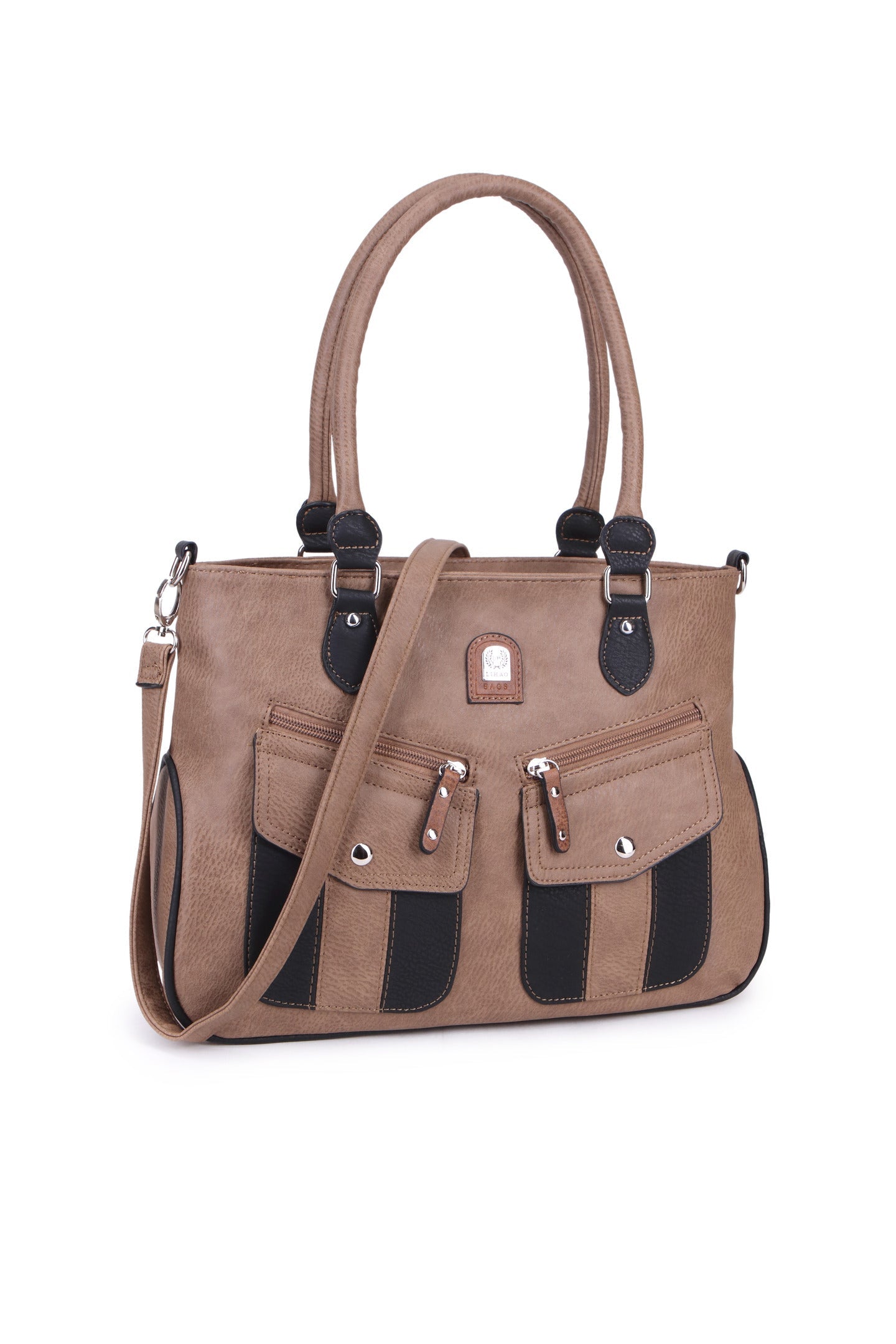GESSY COLORBLOCK HANDBAG IN KHAKI/B