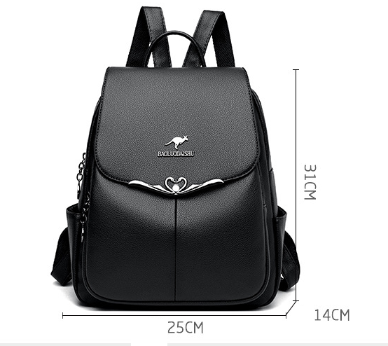 GESSY FAUX LEATHER KANGAROO LOGO FLAP BACKPACK