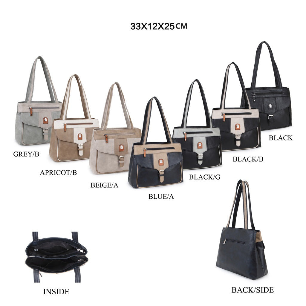 GESSY BIG CAPACITY COLORBLOCK  BAG IN BLUE/APRICOT