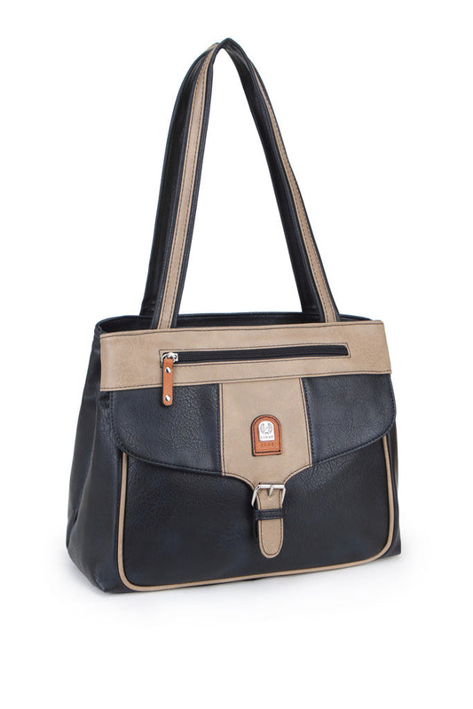 GESSY BIG CAPACITY COLORBLOCK  BAG IN BLUE/APRICOT