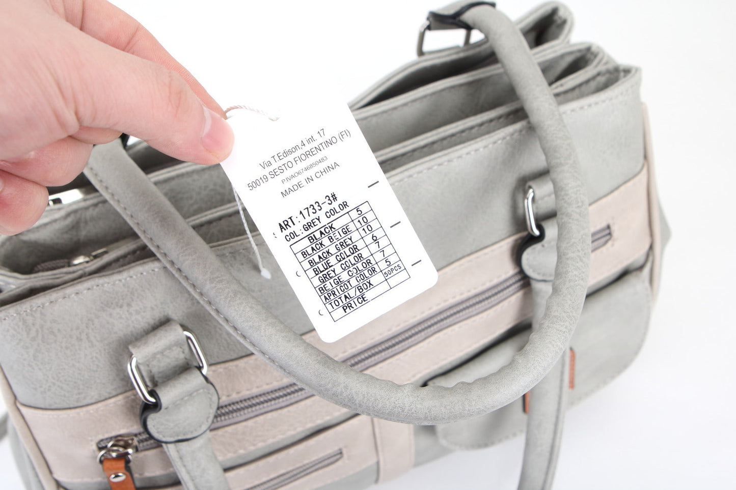 GESSY COLORBLOCK ZIP BAG IN GREY
