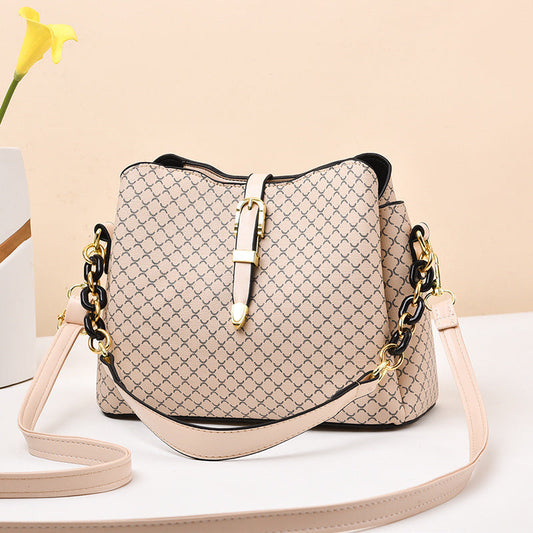 GESSY LEATHER PRINT HANDBAG IN WHITE