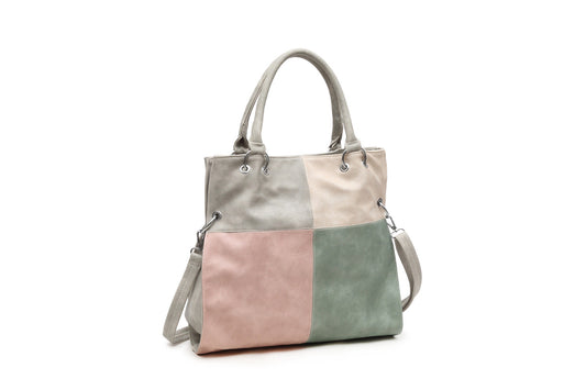 GESSY COLORBLOCK DOUBLE STRAP HANDBAG IN GREY