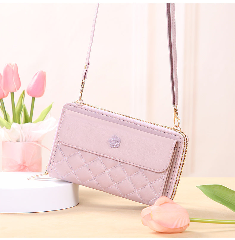GESSY DIAMOND SHAPE FLOWER BUTTON CROSSBODY BAG
