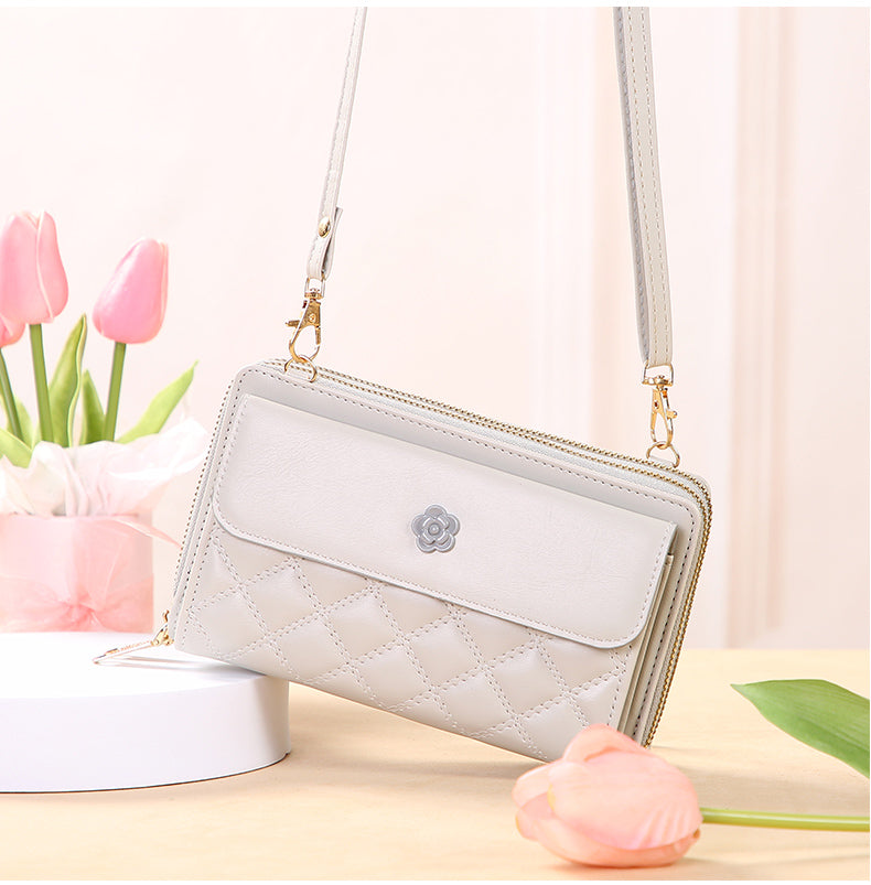 GESSY DIAMOND SHAPE FLOWER BUTTON CROSSBODY BAG