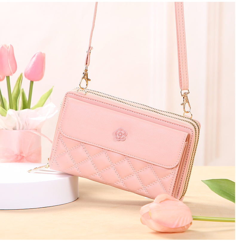GESSY DIAMOND SHAPE FLOWER BUTTON CROSSBODY BAG