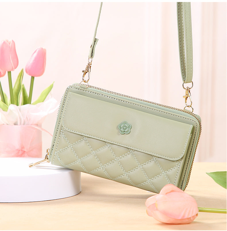 GESSY DIAMOND SHAPE FLOWER BUTTON CROSSBODY BAG