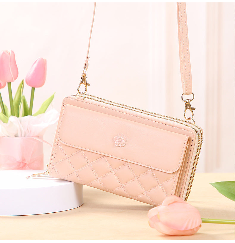 GESSY DIAMOND SHAPE FLOWER BUTTON CROSSBODY BAG