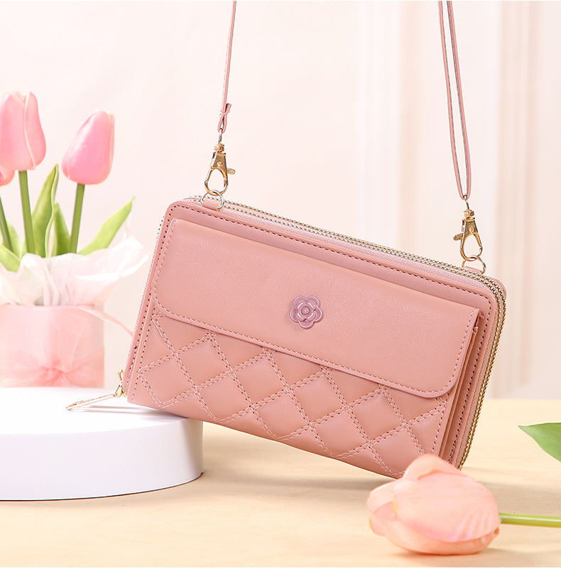 GESSY DIAMOND SHAPE FLOWER BUTTON CROSSBODY BAG