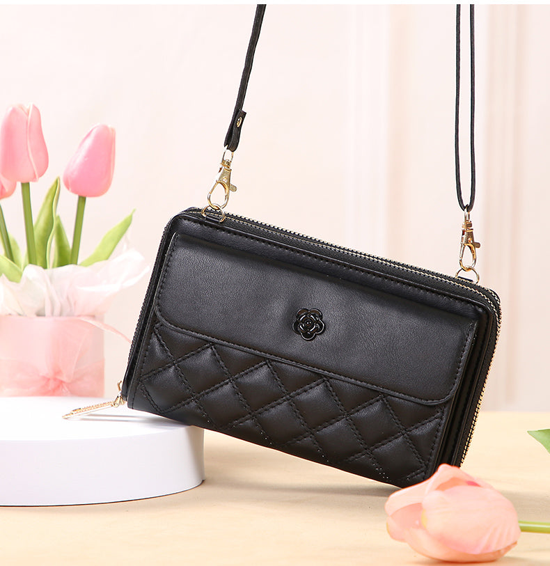 GESSY DIAMOND SHAPE FLOWER BUTTON CROSSBODY BAG