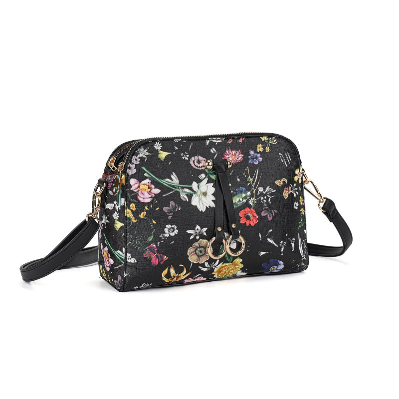 GESSY HANGING LOOP DECOR FLORA PRINT CROSSBODY BAG