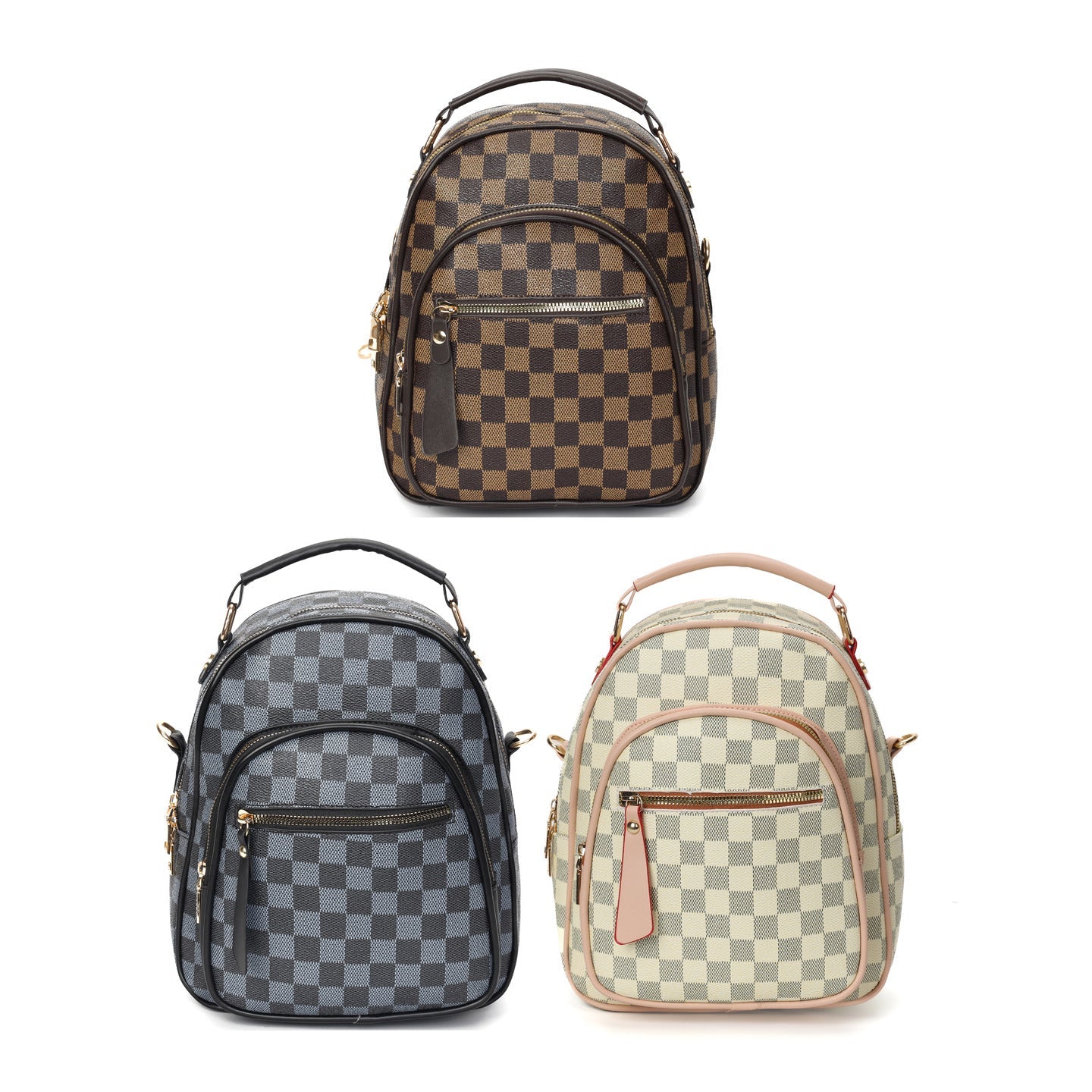 GESSY CHECKERBOARD BACKPACK IN BLACK