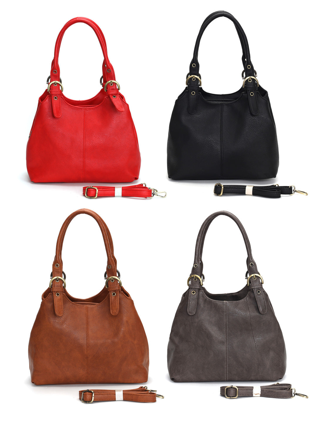 GESSY SOLID COLOR COMPARTMENT TOP HANDLE HANDBAG IN BLACK WITH OPTIONAL LONG SHOULDER STRAP