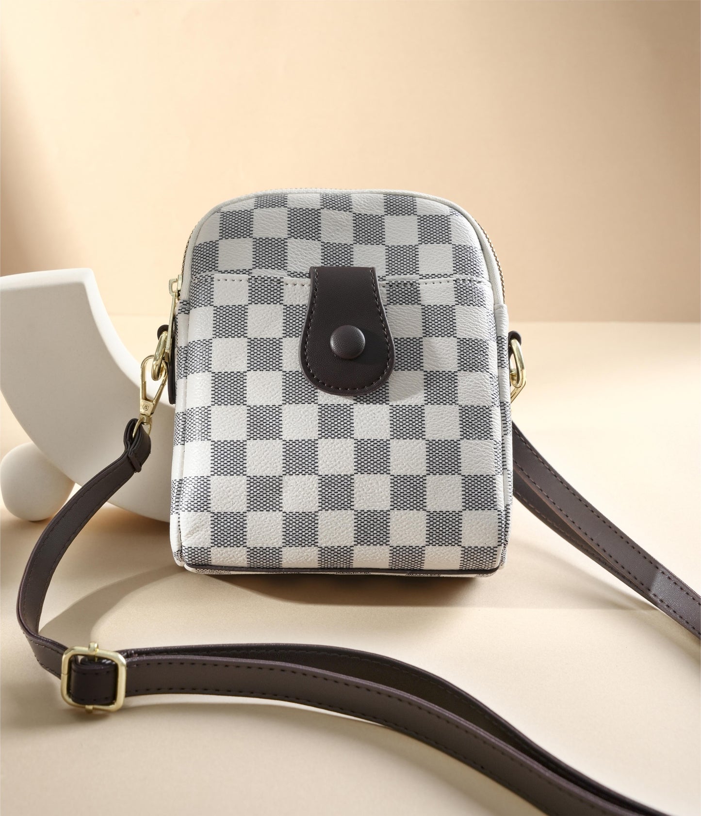 GESSY CHECKERED PRINTED CROSSBODY SMARTPHONE BAG