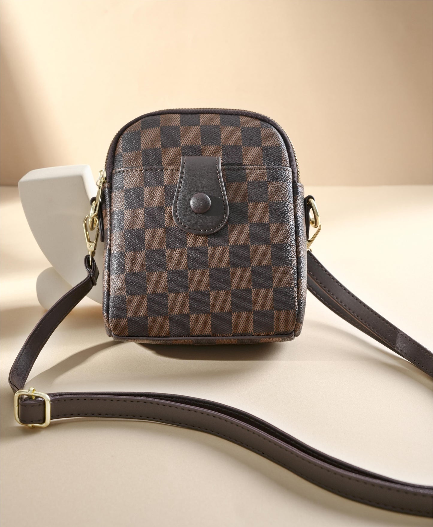 GESSY CHECKERED PRINTED CROSSBODY SMARTPHONE BAG