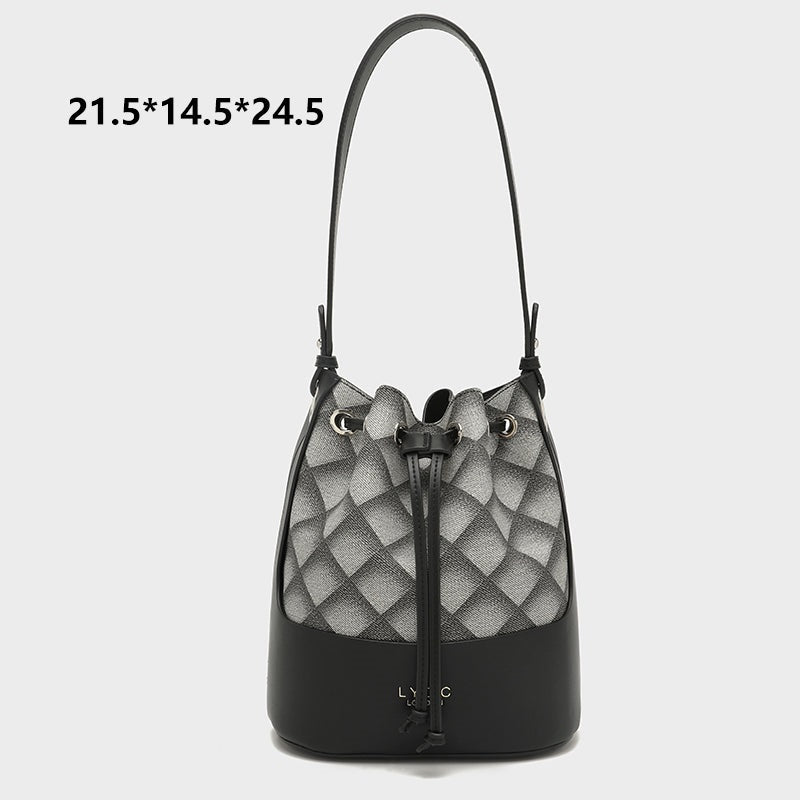 LYDC LATTICE DRAWSTRING BUCKET HANDBAG
