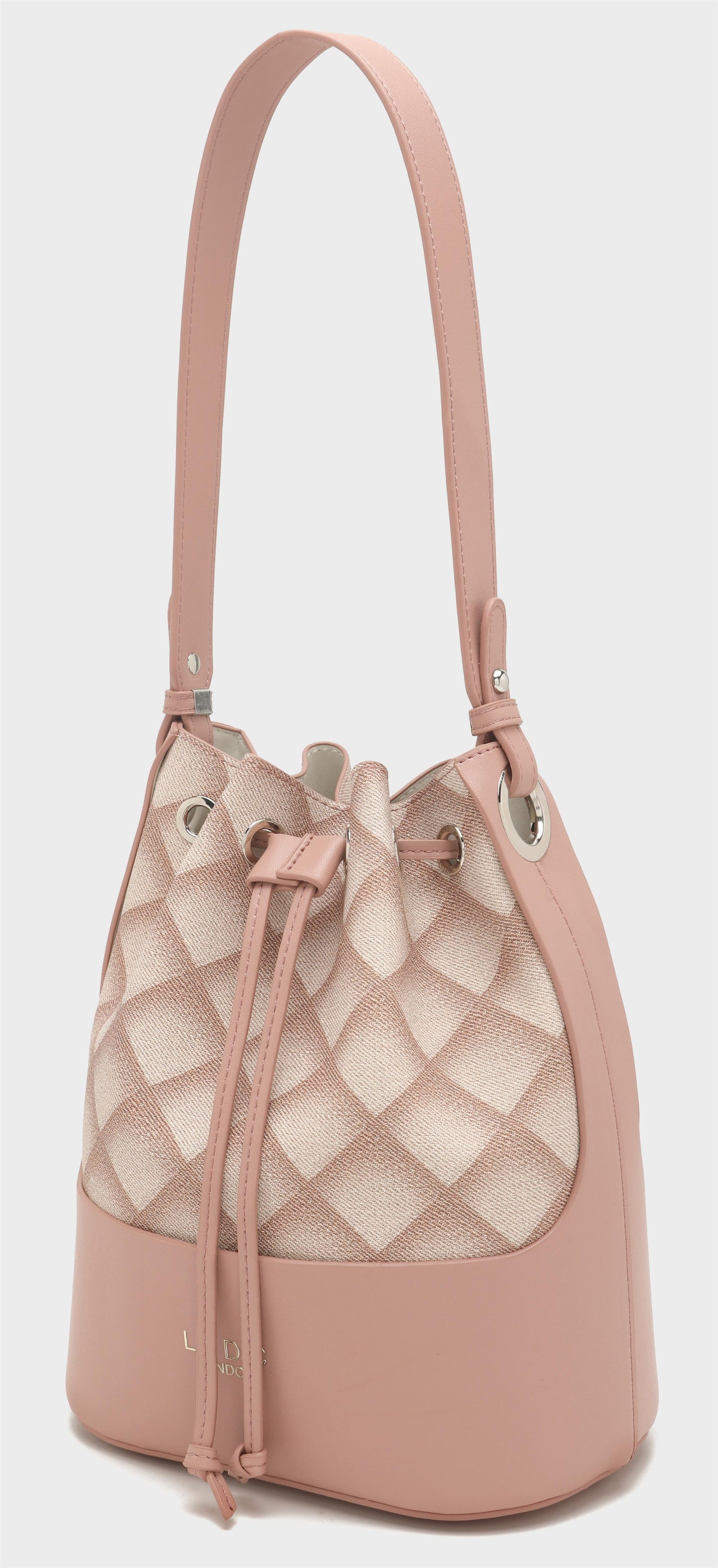 LYDC LATTICE DRAWSTRING BUCKET HANDBAG