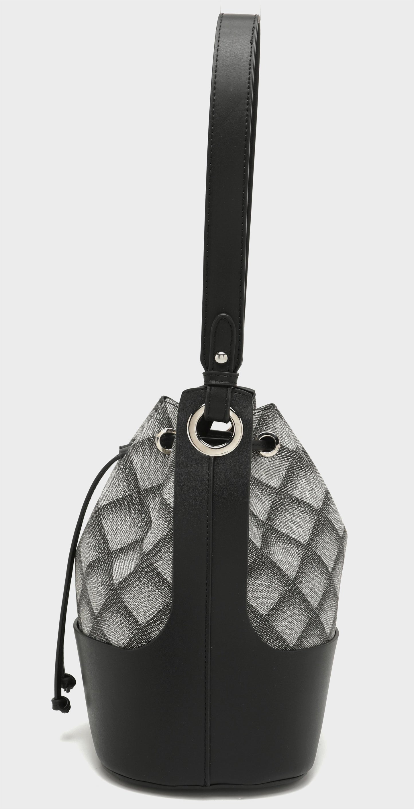 LYDC LATTICE DRAWSTRING BUCKET HANDBAG