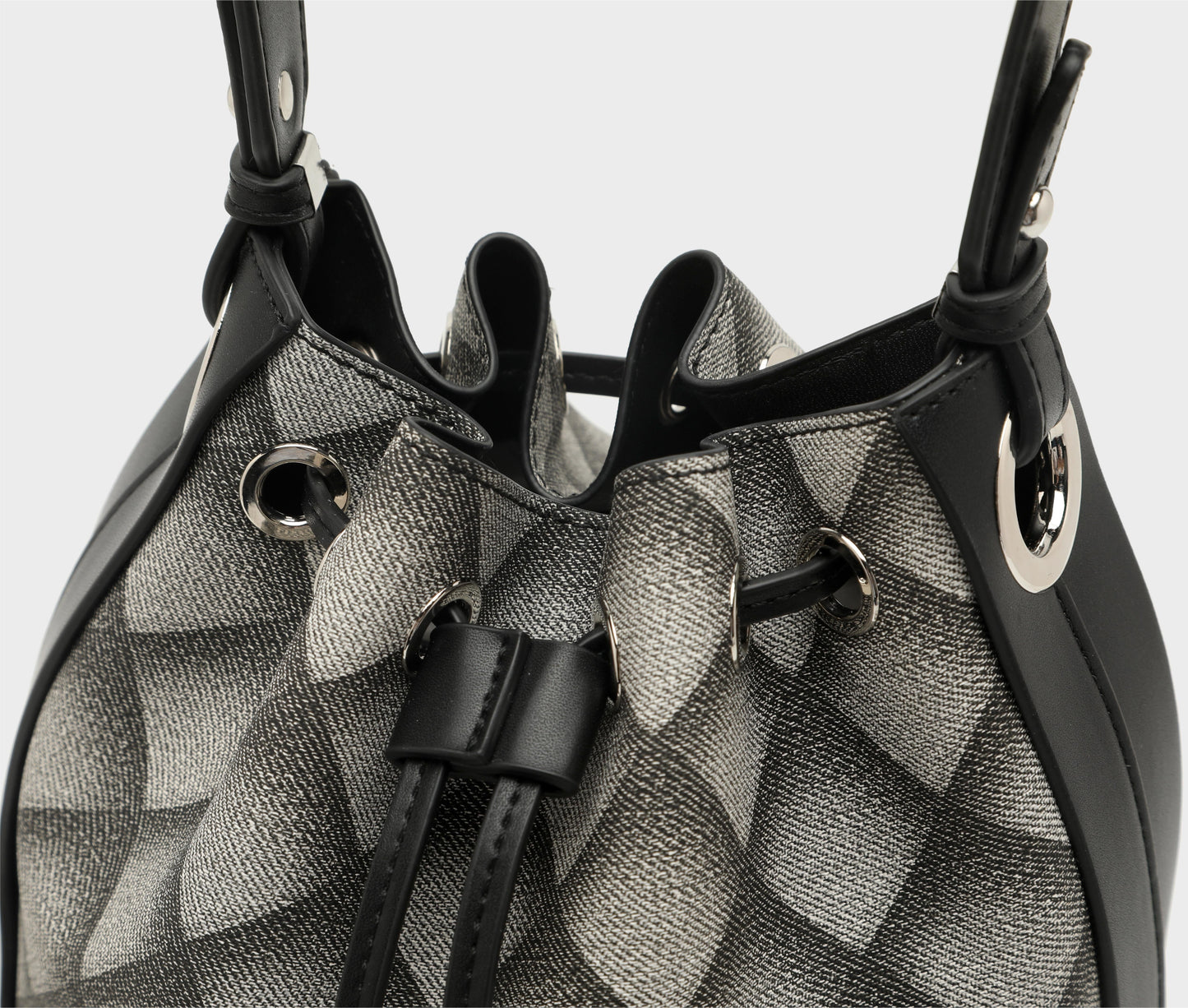 LYDC LATTICE DRAWSTRING BUCKET HANDBAG
