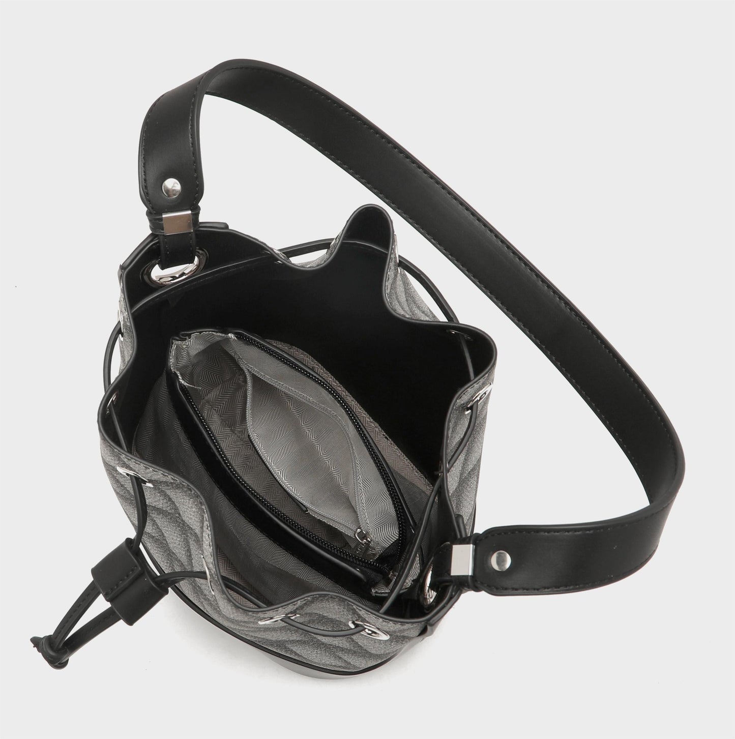 LYDC LATTICE DRAWSTRING BUCKET HANDBAG