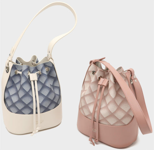LYDC LATTICE DRAWSTRING BUCKET HANDBAG