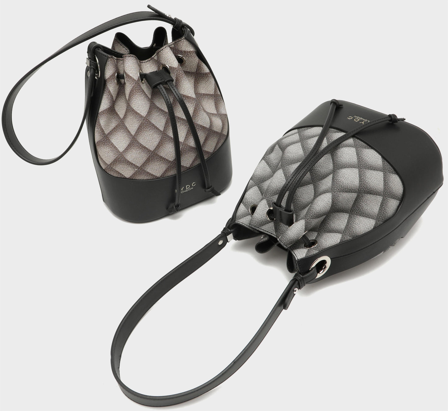LYDC LATTICE DRAWSTRING BUCKET HANDBAG