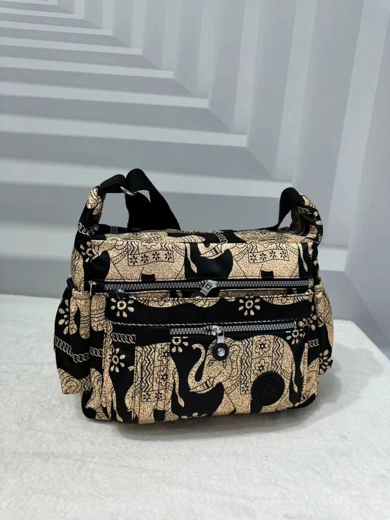 GESSY ELEPHANT PRINT WATERPROOF UNISEX NYLON CROSSBODY BAG