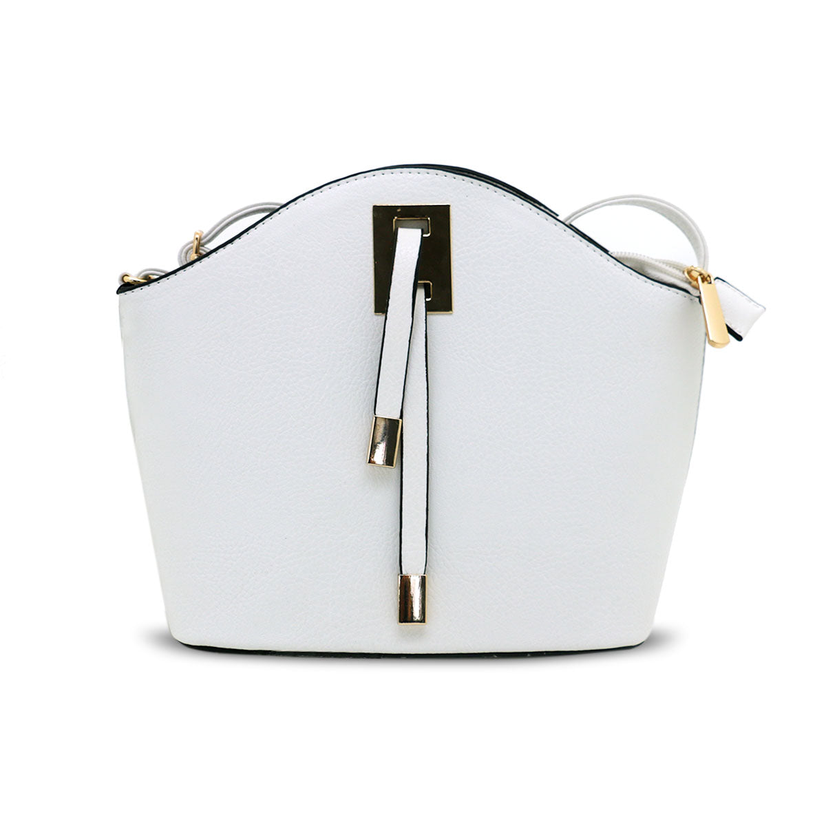 GESSY OVAL SHAPE HANDBAG IN WHITE