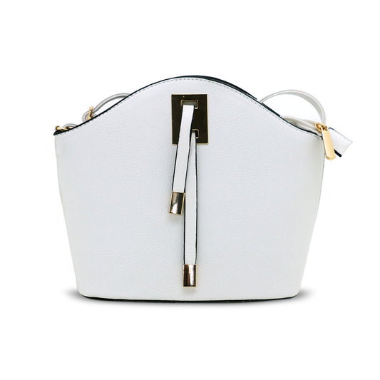 GESSY OVAL SHAPE HANDBAG IN WHITE