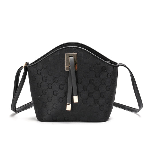 GESSY LOGO PRINT CROSSBODY BAG IN BLACK