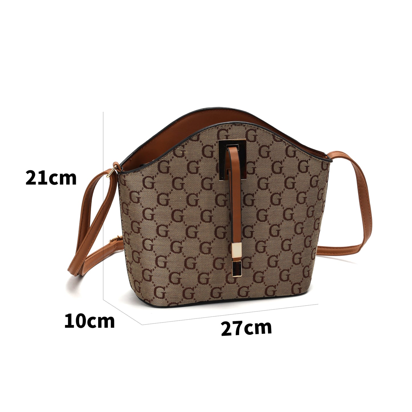 GESSY LOGO PRINT CROSSBODY BAG IN BROWN