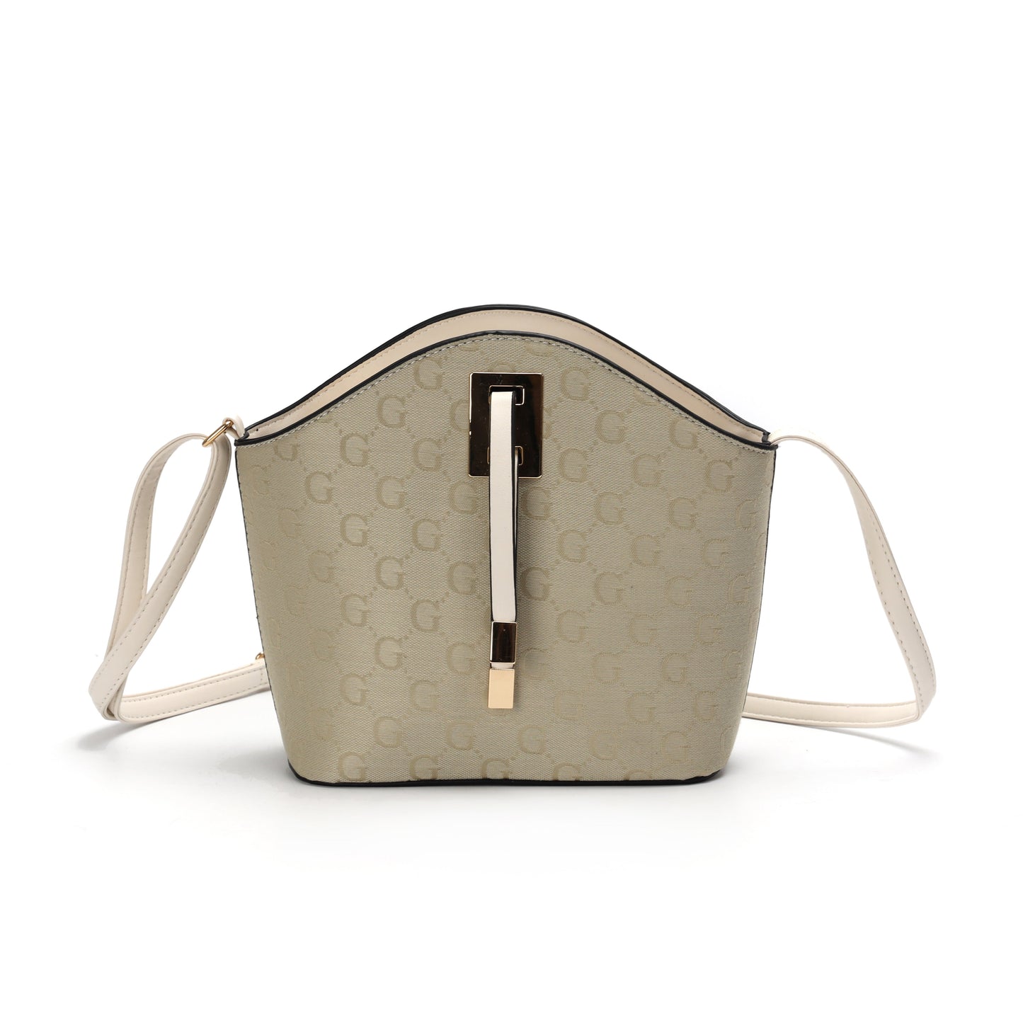 GESSY LOGO PRINT CROSSBODY BAG IN CREAM