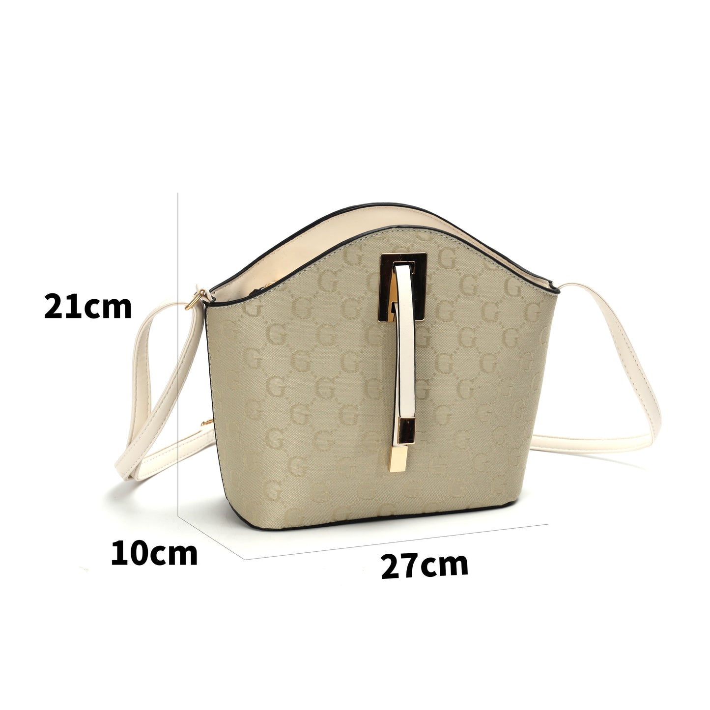 GESSY LOGO PRINT CROSSBODY BAG IN CREAM