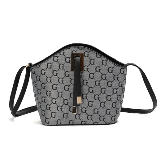 GESSY LOGO PRINT CROSSBODY BAG IN GREY