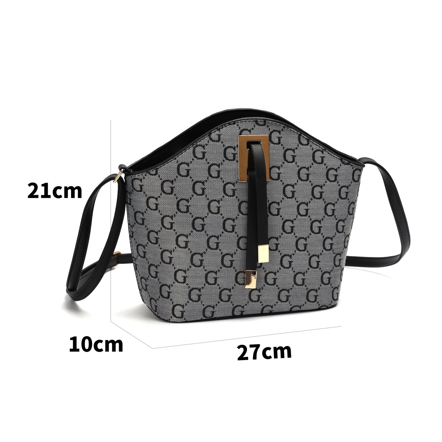 GESSY LOGO PRINT CROSSBODY BAG IN GREY