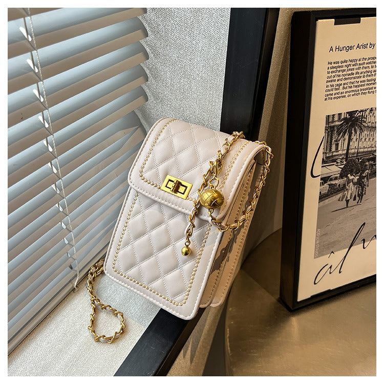 GESSY LOZENGE QUILTED MINI SLING CROSSBODY BAG IN WHITE