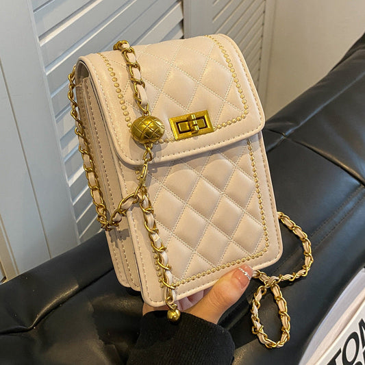 GESSY LOZENGE QUILTED MINI SLING CROSSBODY BAG IN WHITE