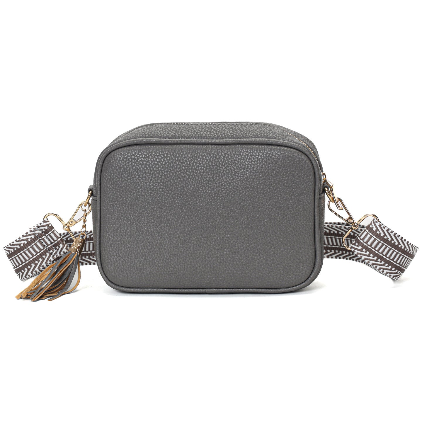 GESSY CAMERA TASSEL CLUTCH BAG WITH OPTIONAL PATTERNED SHOULDER STRAP