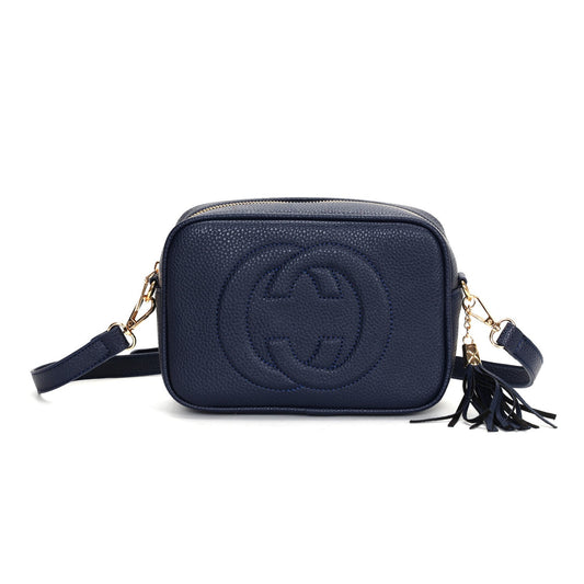 GESSY CAMERA TASSEL CLUTCH HANDBAG IN NAVY