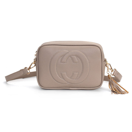 GESSY CAMERA TASSEL CLUTCH HANDBAG IN KHAKI
