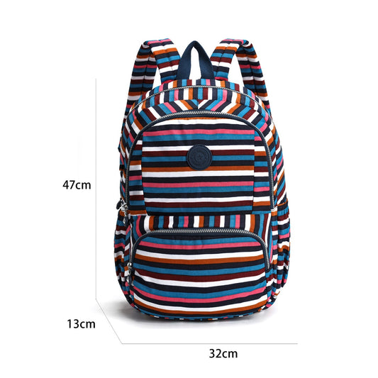 GESSY NYLON BIG CAPACITY BACKPACK STRIP PRINT