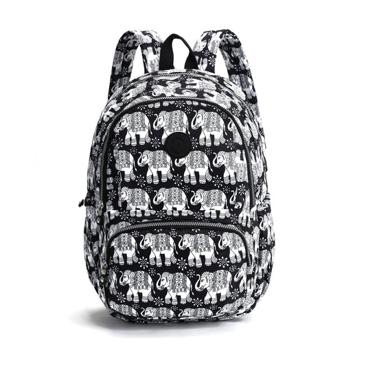 GESSY NYLON BIG CAPACITY BACKPACK ELEPHANT PRINT